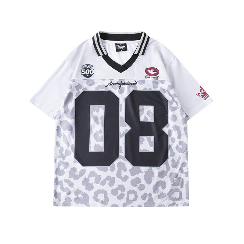 Hip Hop Shirts For Boys Hip Hop Casual V-Neck Short Sleeve Rugby Suit