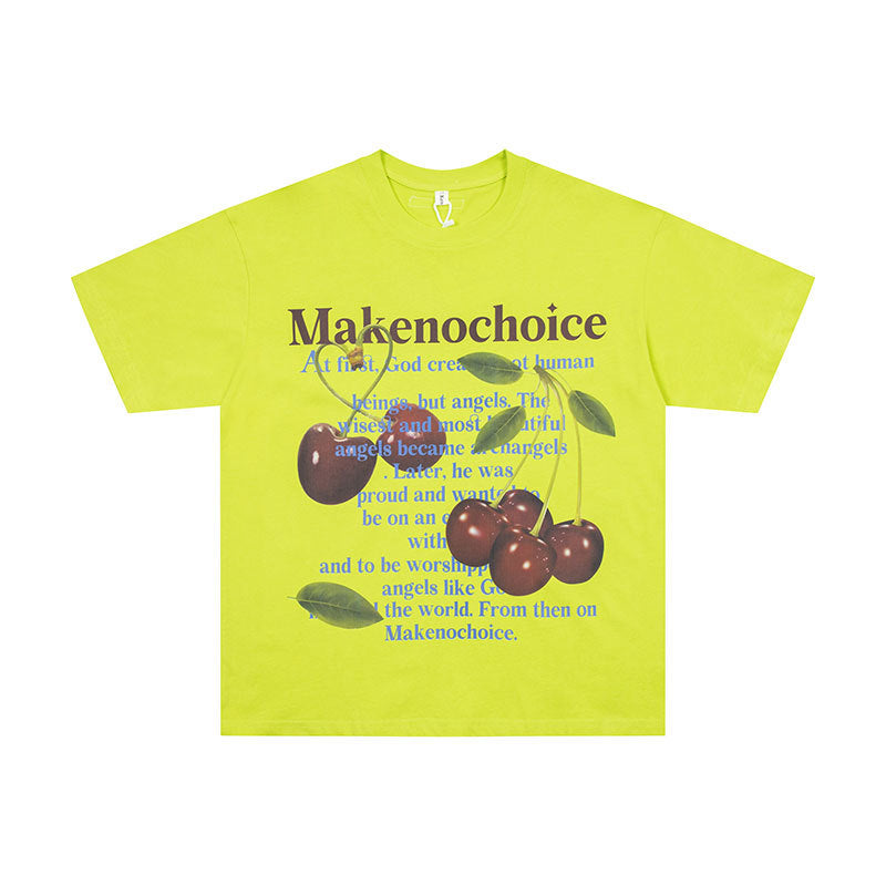 Marcas De Streetwear Vintage Cherry Short Sleeve T-Shirt Loose Casual Top