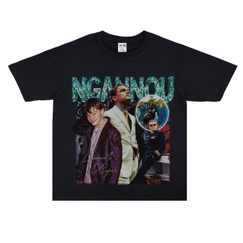 Film Star T Shirt Short Sleeve Loose Retro American T-shirt Men