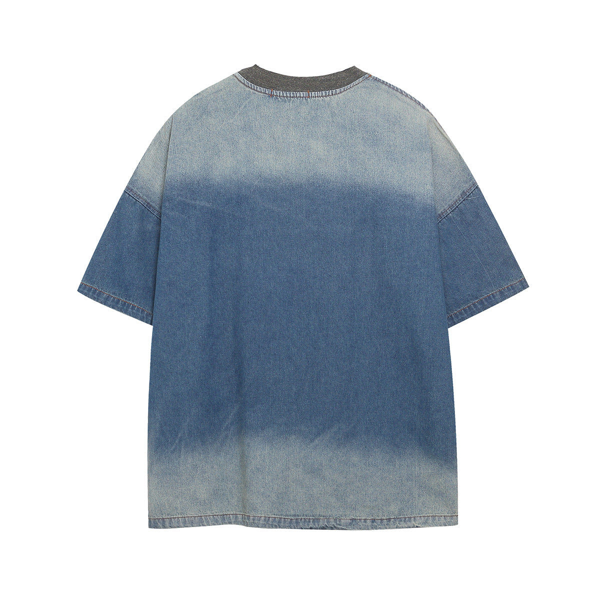 Hustle vintage embroidered washed denim short sleeve t-shirt