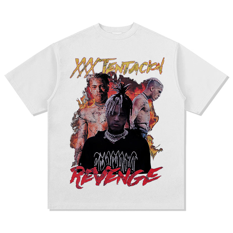 Cool t rapper hip hop rap XXX TENTACION print loose Vintage short sleeve t-shirt