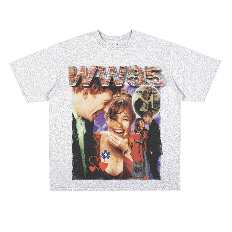 Film Star T Shirt Movie Space-Time Love Traveler Short Sleeve Loose Retro Printed T-shirt Men and Women