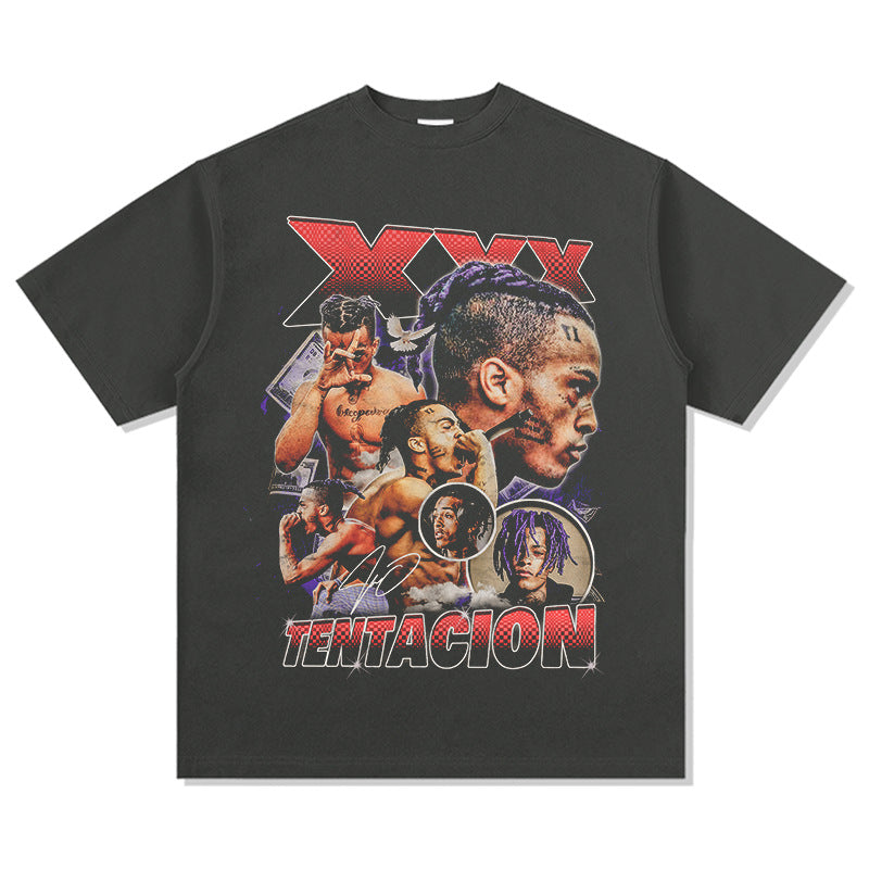 Cool t rapper XXX Tentacion print hip hop rap short sleeve t-shirt vintage