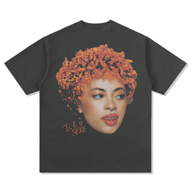 Cool t rapper vintage hip hop Ice Spice print short sleeve t-shirt