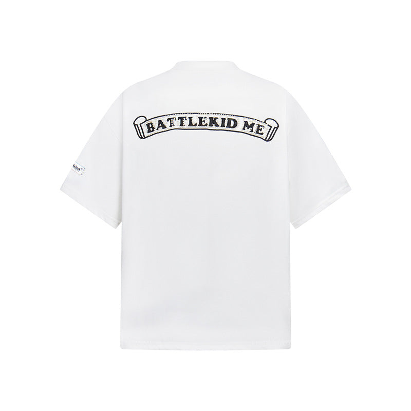 Hip Hop Shirts For Boys Embroidered Short Sleeve T-Shirt Summer Vintage Loose Top