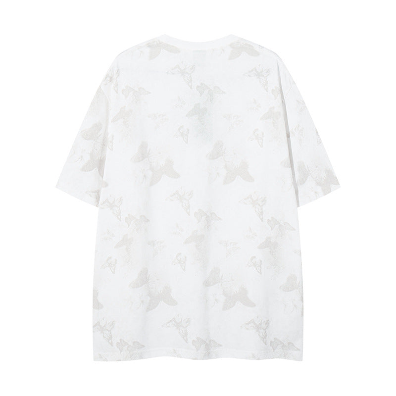 Nyc T Shirt Vintage Butterfly Print Short Sleeve T-Shirt Summer Loose Casual Top