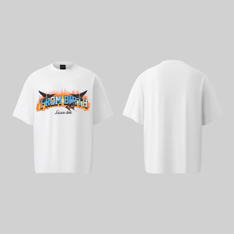 Camisas Retros Loose Crew Neck Short Sleeve T-Shirt