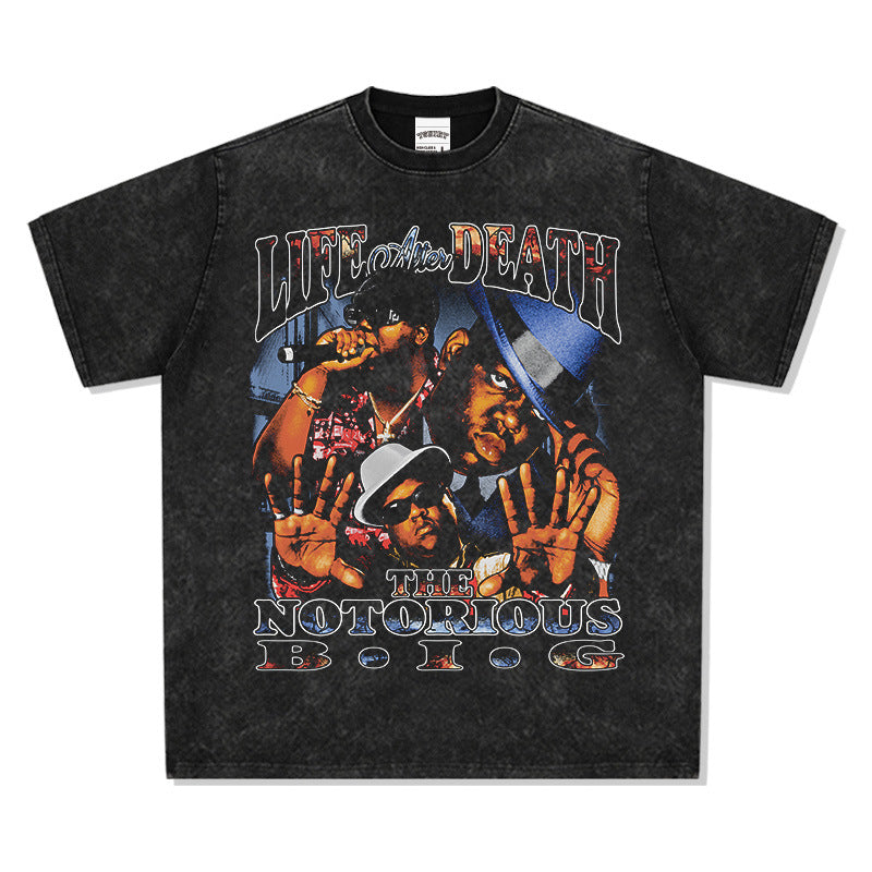 Marcas streetwear usa vintage hip hop biggie print short sleeve t-shirt