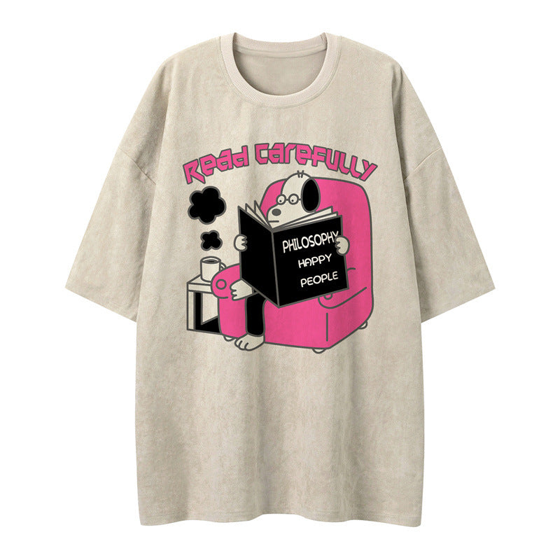 US drip outfits Summer Vintage Cartoon Casual Loose Short Sleeve T-Shirts