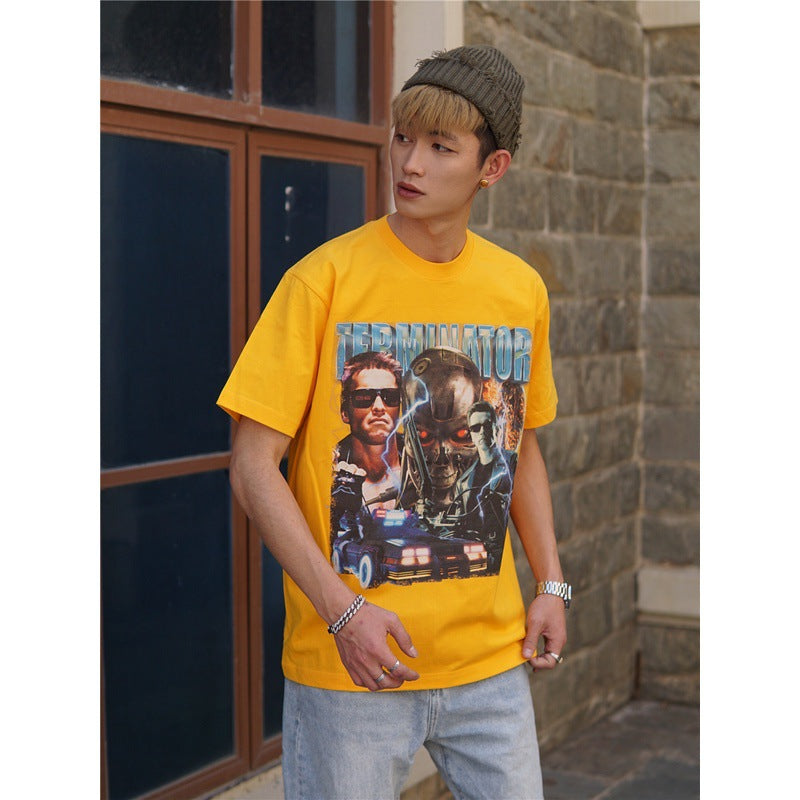 Film Star T Shirt Movie Terminator Poster Print Personalized Cotton Short Sleeve Loose round Neck T-shirt