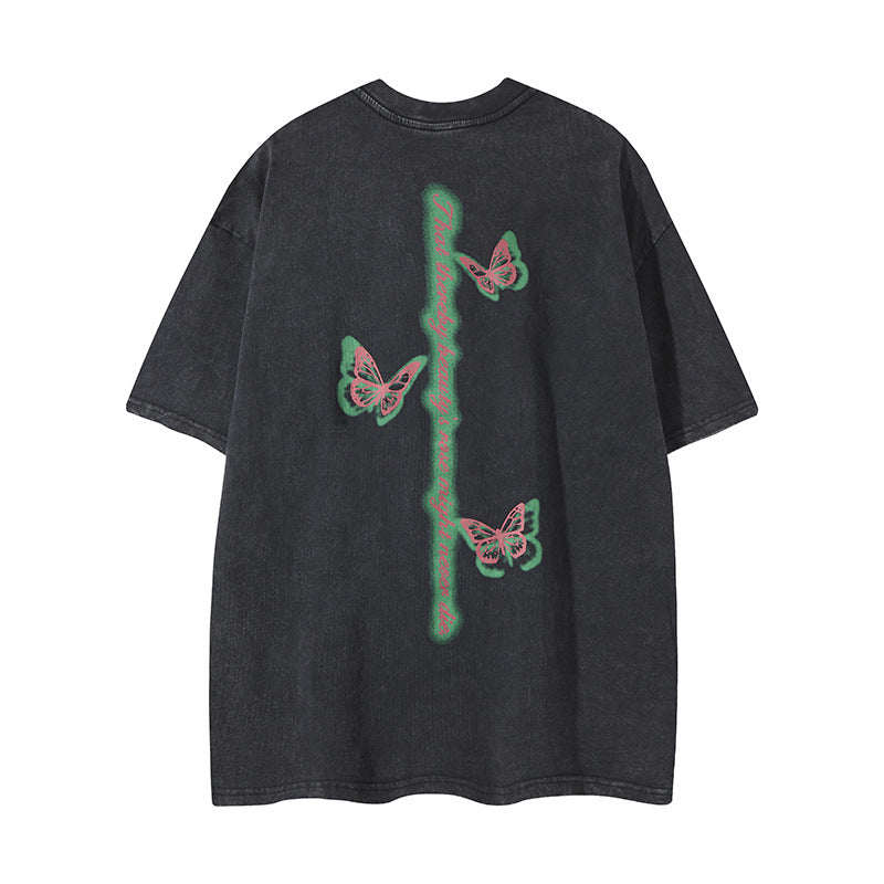 Nyc T Shirt Butterfly Crew Neck Short Sleeve T-Shirt Summer Loose Casual Top