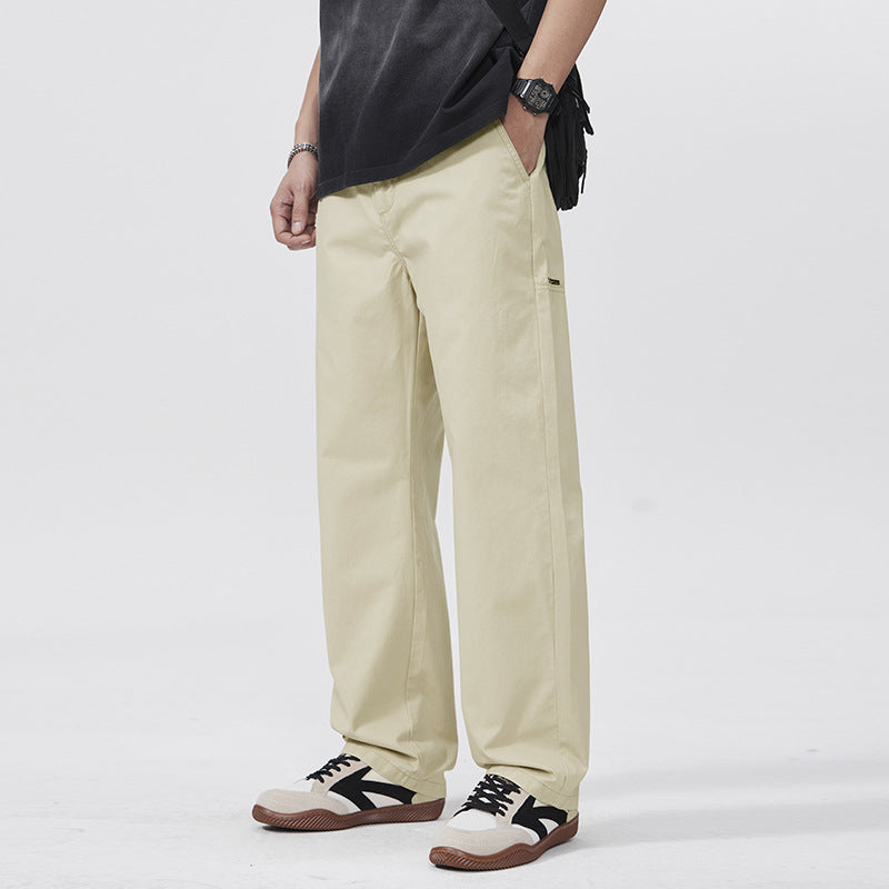 Men Casual Pants Spring Straight Retro Loose Wide Leg Pants