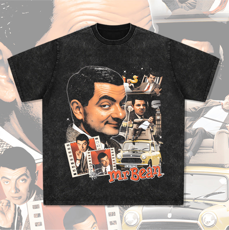 Streetwear masculino comedian bean atkinson print short sleeve t-shirt