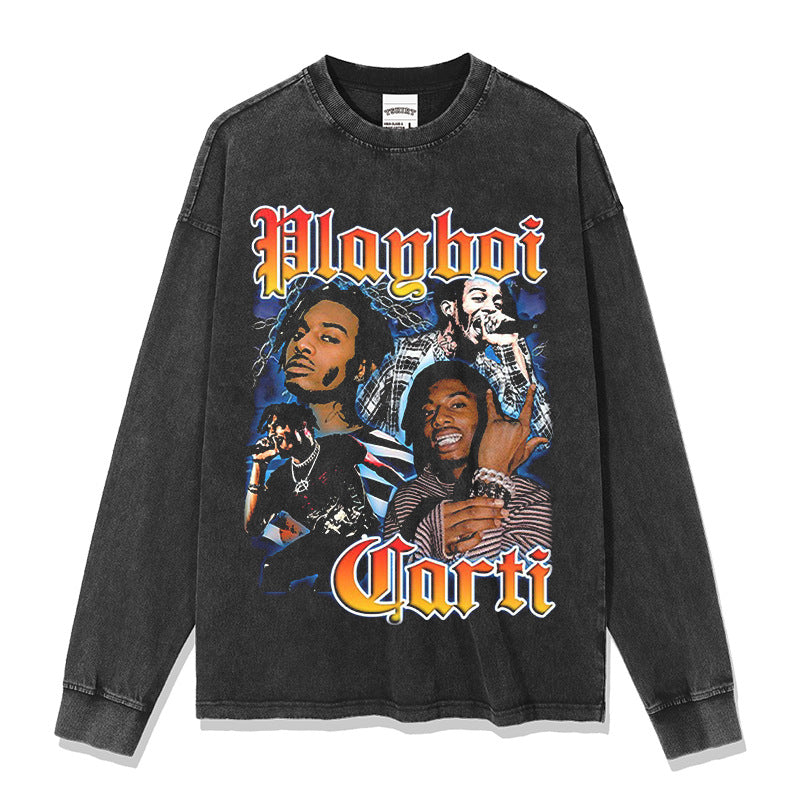 Streetwear masculino hip hop rap Playbois Carti print HOMAGE short sleeve t-shirt
