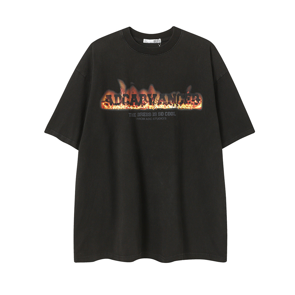 Ye T Shirt Summer Vintage Hip Hop Flame Print Short Sleeve T-Shirt