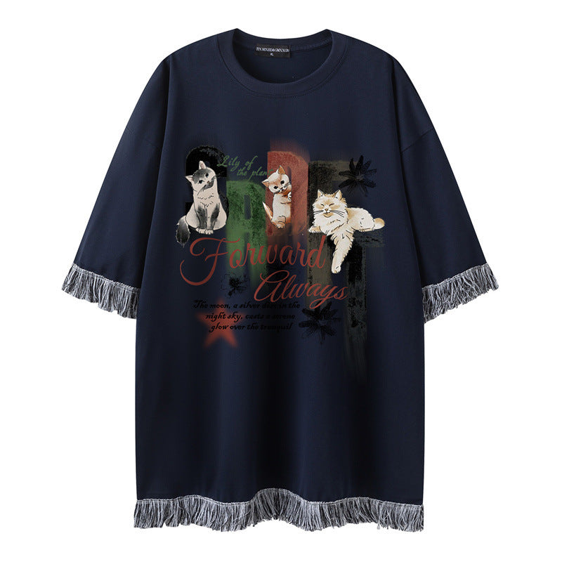 Camisetas streetwear Summer Vintage Pussy Casual Loose Short Sleeve T-Shirt