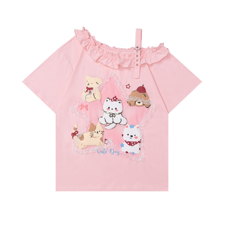 US drip outfits Summer Vintage Casual Loose Short Sleeve T-Shirts