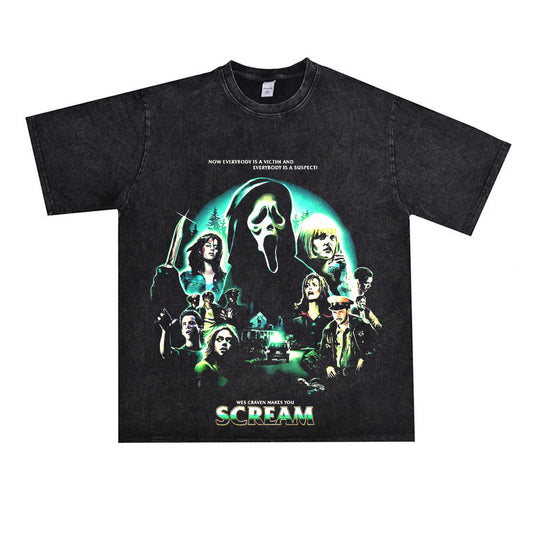 Film Star T Shirt Cotton Loose Nostalgic Short Sleeve American Retro Trendy Niche T-shirt for Men