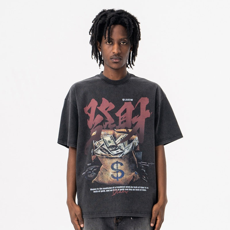 Vintage 90s Hip Hop Clothing Summer Crew Neck Short Sleeve T-Shirt
