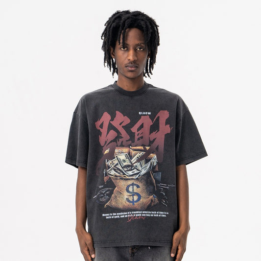 Vintage 90s Hip Hop Clothing Summer Crew Neck Short Sleeve T-Shirt