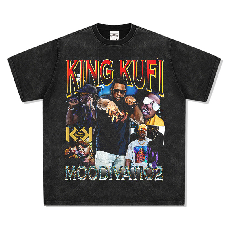 Marcas streetwear usa retro kingkufi short sleeve t-shirt