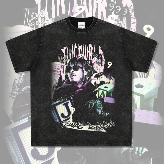 Cool t rapper Juice Wrld hip hop singer print short sleeve t-shirt