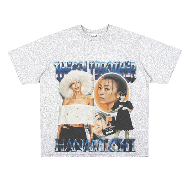 Film Star T Shirt Loose Heavy Retro Street T-shirt Men and Women