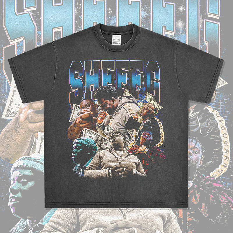 Outfit streetwear retro hip hop Sheffield SheffG print short sleeve t-shirt