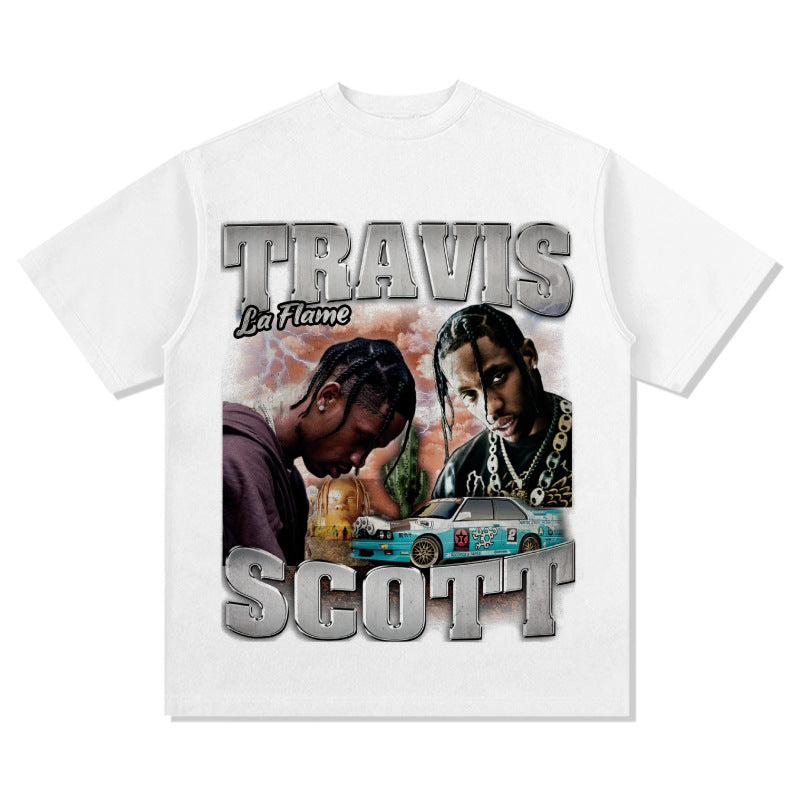 New york hip hop shop hip hop rap Travis Scott print short sleeve t-shirt