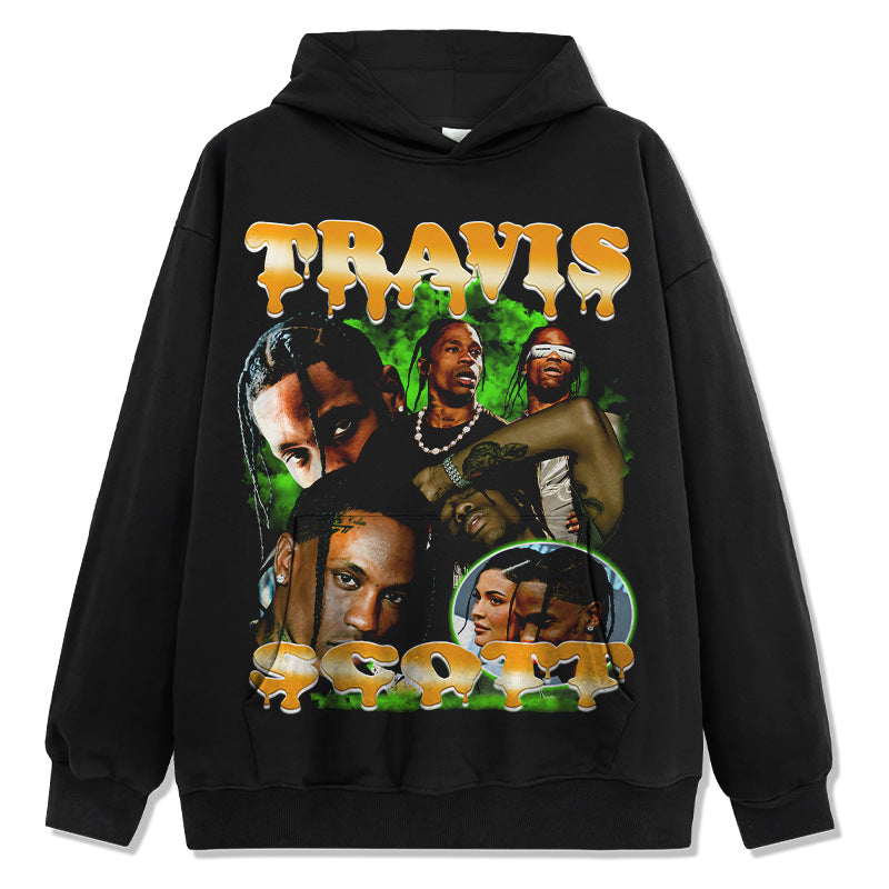 Marcas streetwear usa vintage Travis Scott print, crew neck sweater