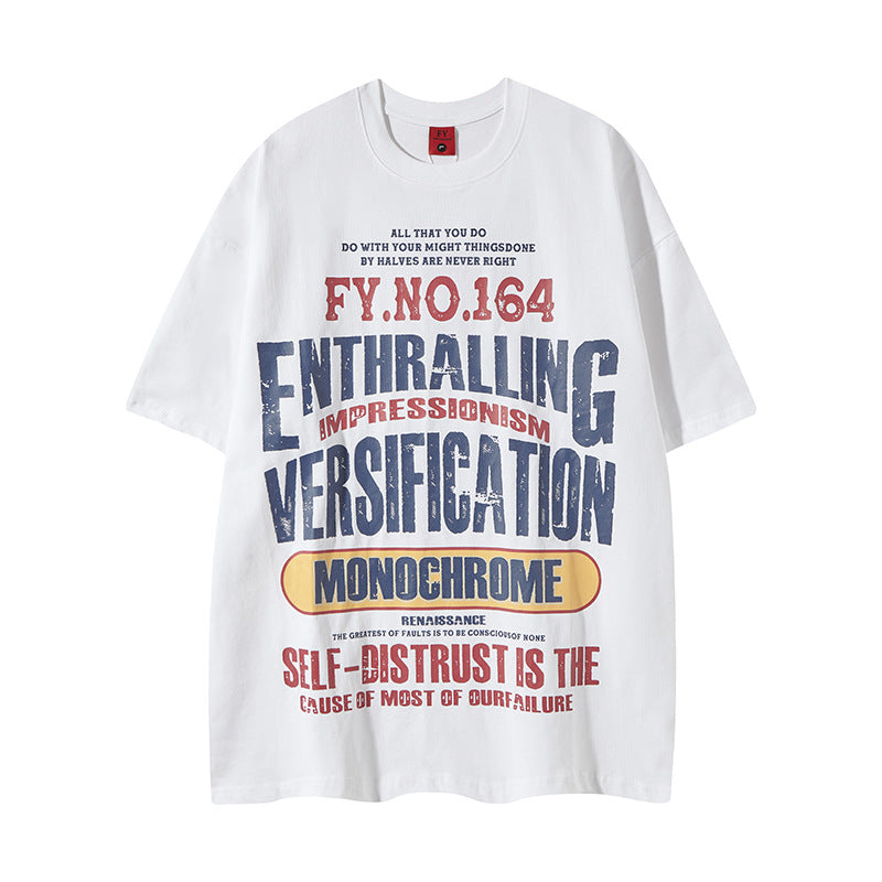 Vintage Usa Shirt Hip Hop Heart Print Short Sleeve T-Shirt