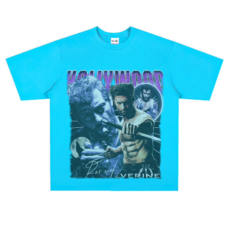 Film Star T Shirt Movie the Wolverine Cotton Short Sleeve Loose Retro T-shirt Men