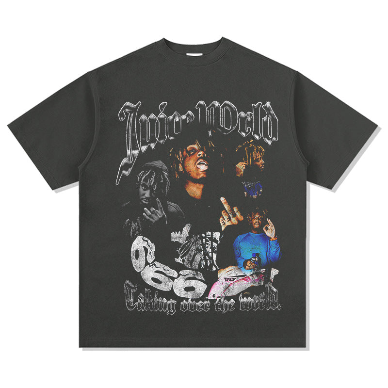 New york hip hop shop bc rap juice wrld print, short sleeve t shirt
