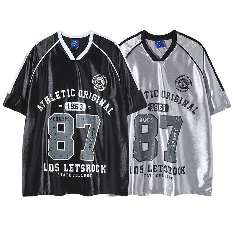 Nyc T Shirt Summer Vintage Casual Loose V-Neck Short Sleeve T-Shirt