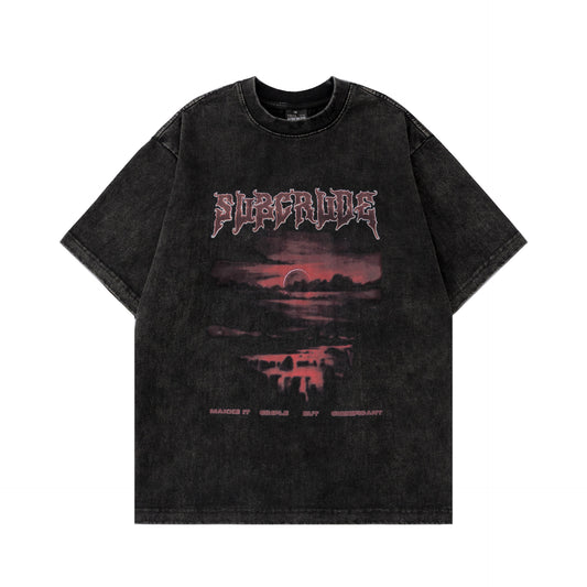 1990 Fashion T-Shirt Summer retro washing water old printed short-sleeved T-shirt