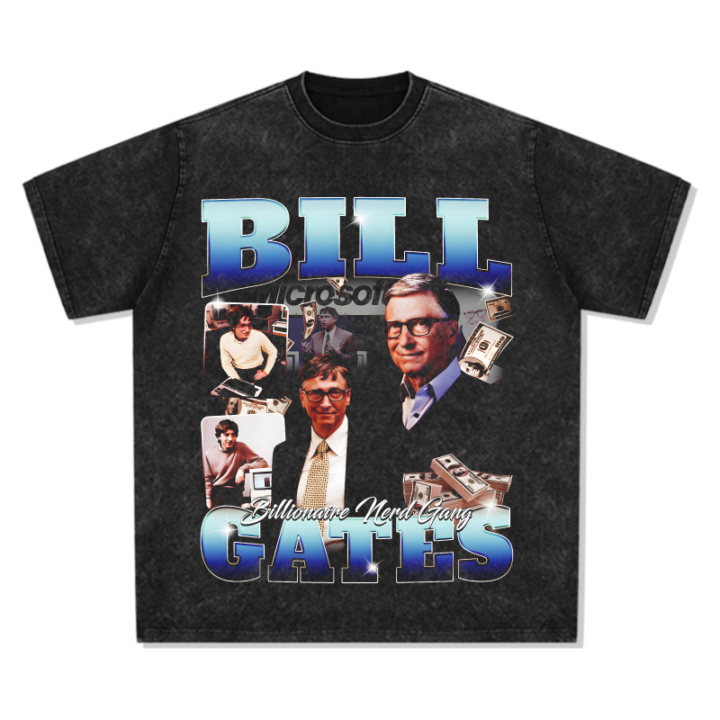 Cool t rapper bill gates print short sleeve t-shirt Vintage
