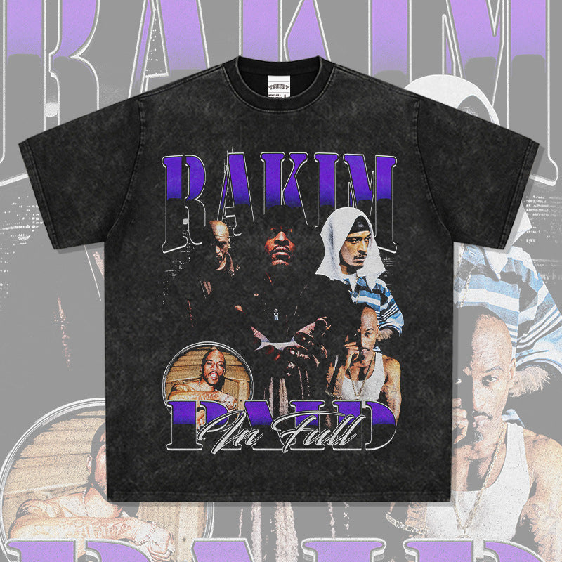 Outfit streetwear Vintage Hip Hop Rakim Rakim Print Short Sleeve T-Shirt