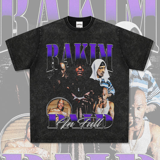 Outfit streetwear Vintage Hip Hop Rakim Rakim Print Short Sleeve T-Shirt