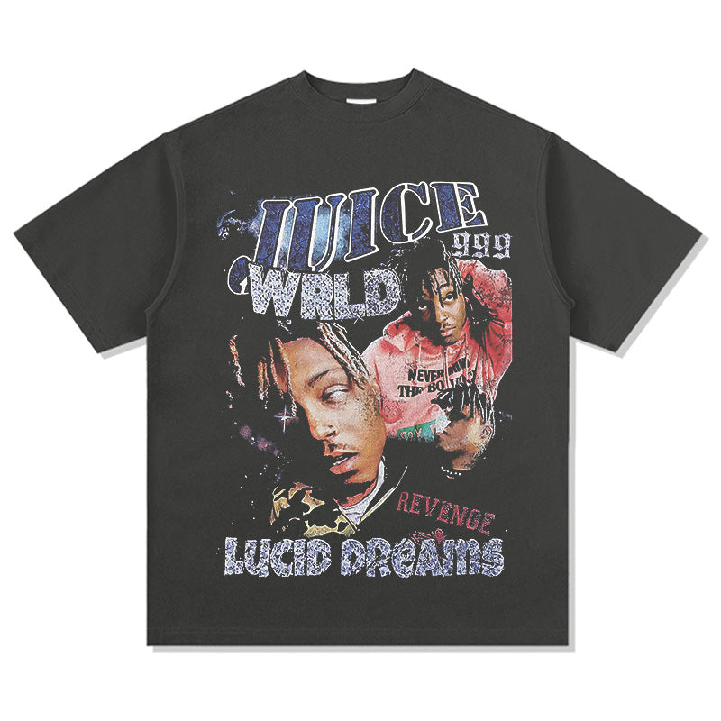 New york hip hop shop Juice wrld t-shirt rap character print heavy