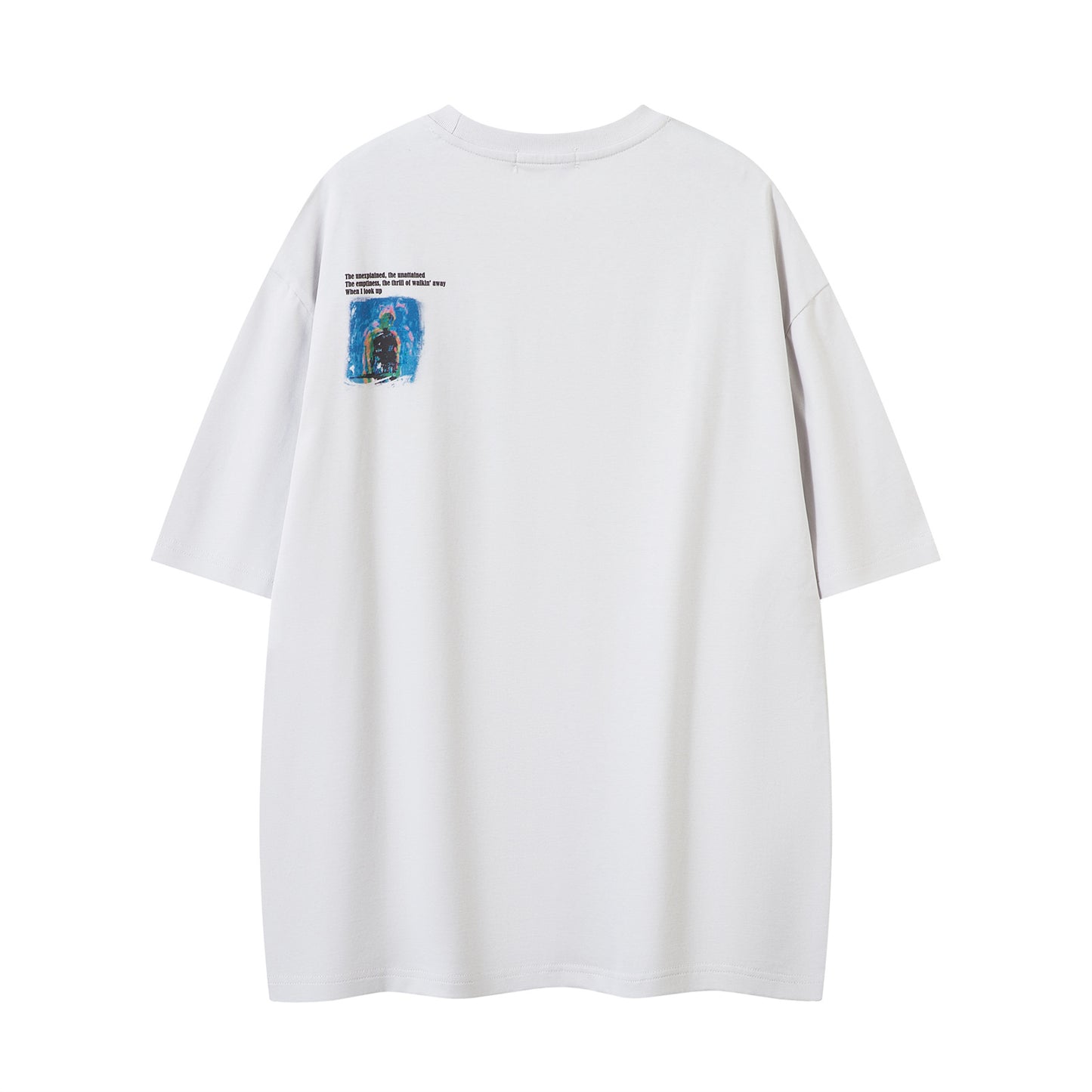 Distorted vintage portrait print short-sleeved t-shirt summer loose casual top