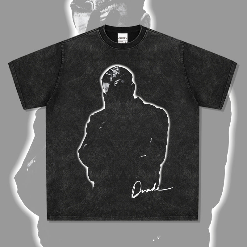 Streetwear Masculino Hip Hop Drake DRAKE Print Short Sleeve T-Shirt Vintage