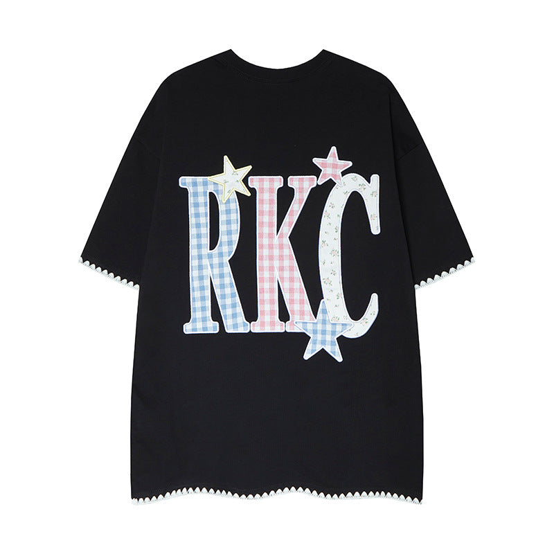 Nyc 1990 Shirt Vintage Star Embroidered Short Sleeve T-Shirt