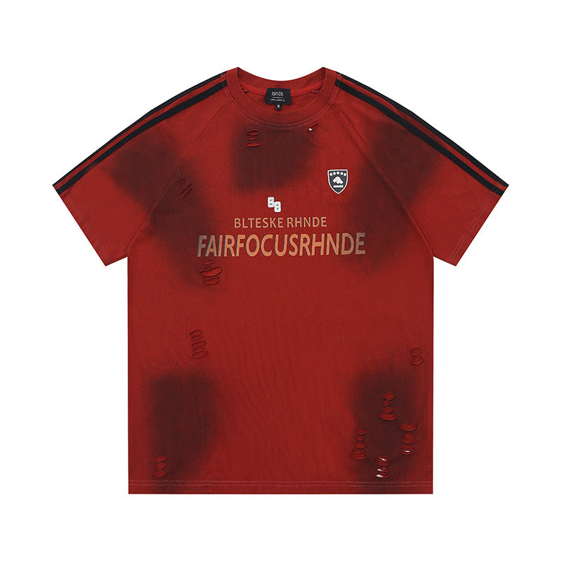 Marcas De Streetwear Tie-Dye Ripped Short Sleeve T-Shirt