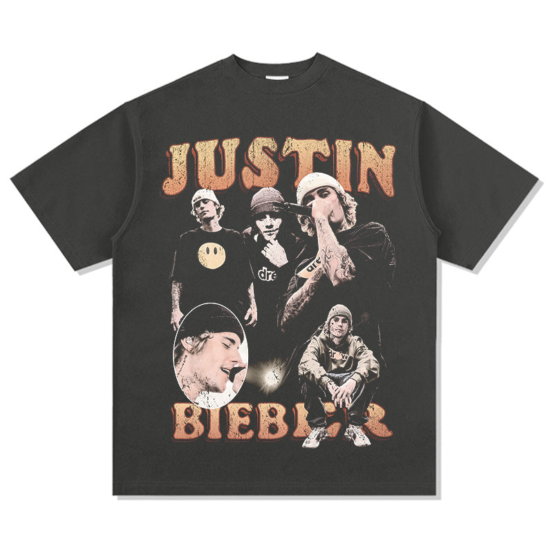 Streetwear masculino Justin Bieber print T-shirt