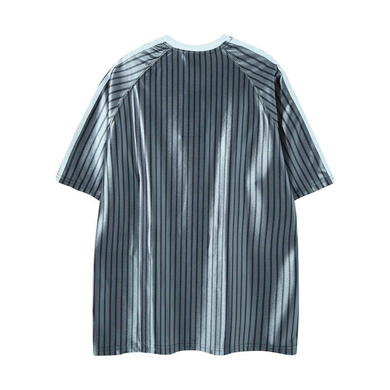 Nyc 1990 Shirt Striped V-Neck Short Sleeve T-Shirt