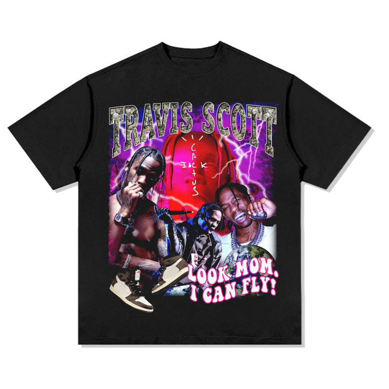 Cool t rapper vintage TS hip hop Travis Scott print short sleeve t-shirt Vintage