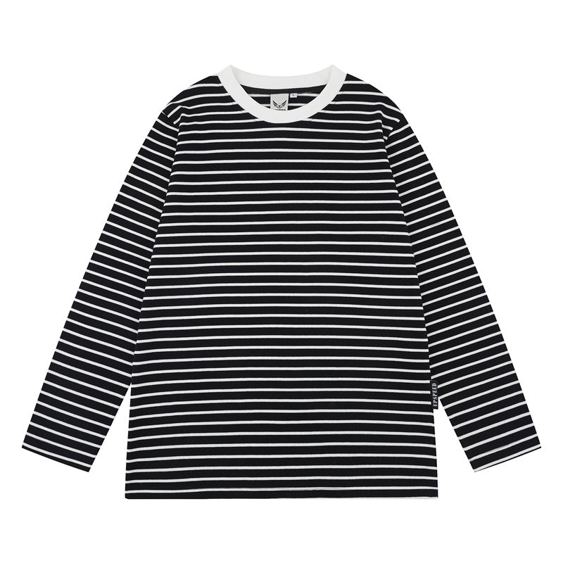 Camisas Retros Spring Long Sleeve T-Shirt Casual Loose Striped Top