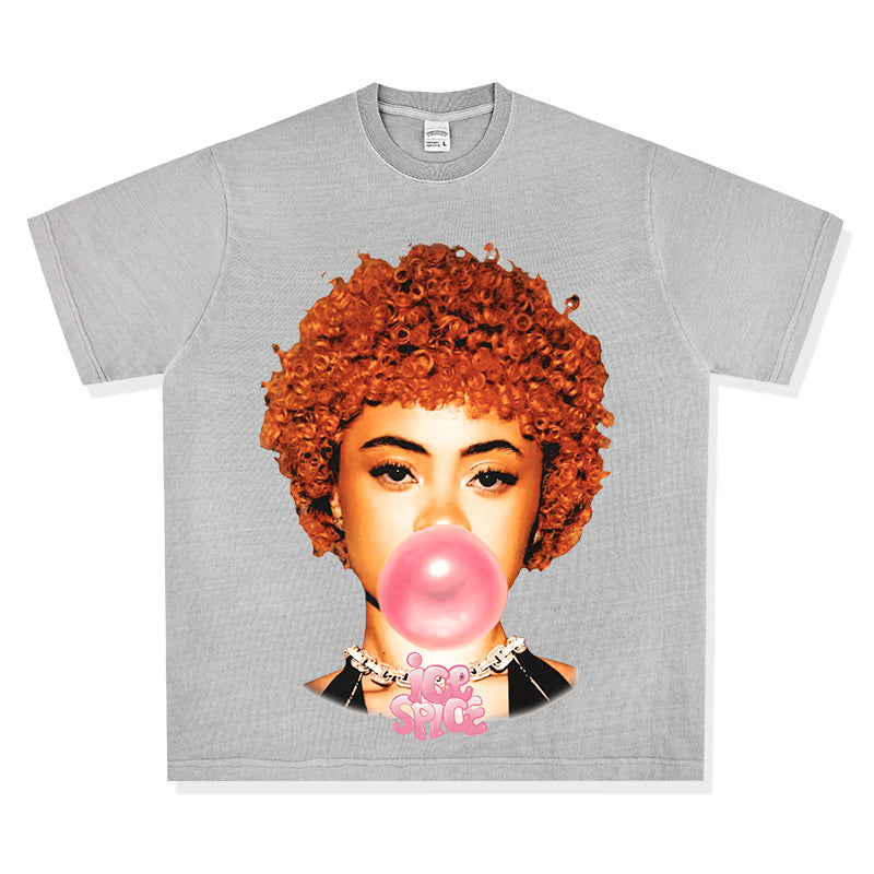 Streetwear masculino hip hop rap Ice Spice print long sleeve short sleeve t-shirt