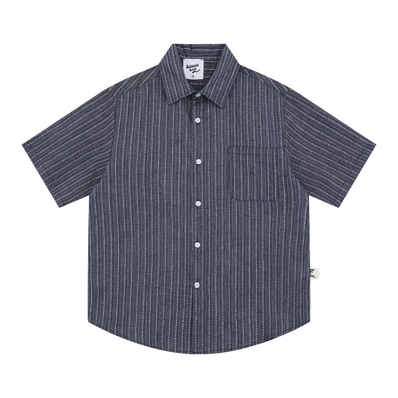 Hip Hop Shirts For Boys Vintage Summer Lapel Short Sleeve Shirt