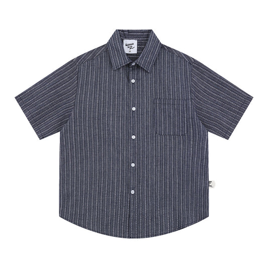 Hip Hop Shirts For Boys Vintage Summer Lapel Short Sleeve Shirt